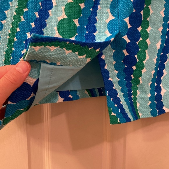 Talbots Skirt Petites Geometric Swirling Circles Blues Green, White WM SZ 6P - Picture 8 of 11